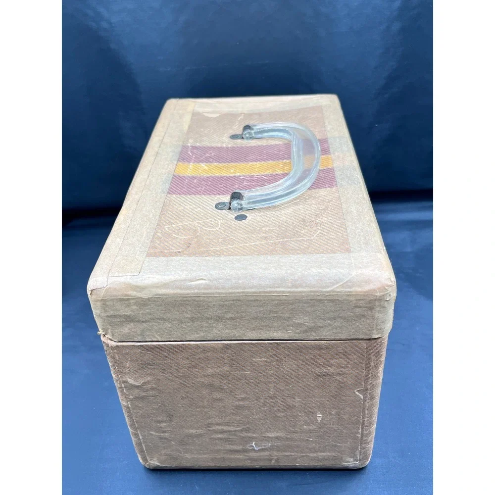 Vtg Vanity Case Train Luggage Retro Makeup Box Storage Trunk Handle Lock No Key‎